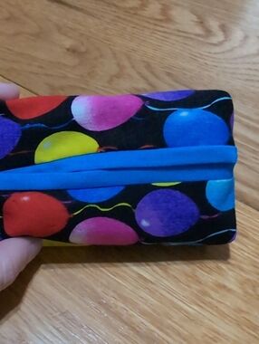 Colorful Balloon Print Fabric Pocket Tissue Holder with Blue Accent